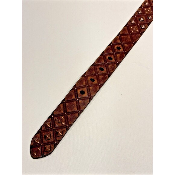 NWT $74 Justin Rough Diamond Studded Western Belt Brown Leather Women’s Size 30 - Picture 6 of 11